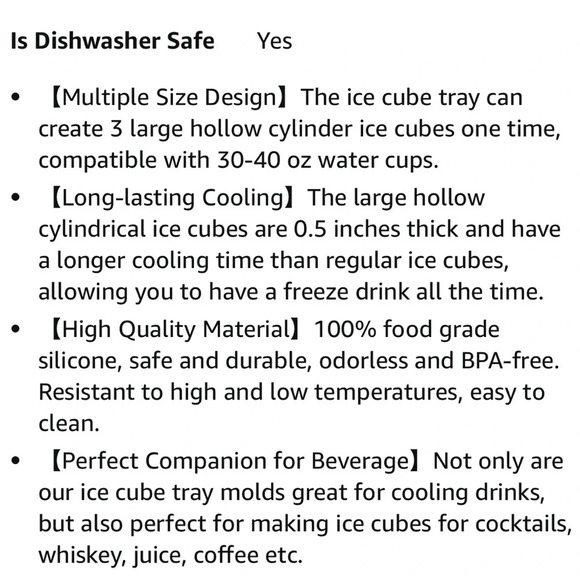 NIB Silicone Ice Cube Tray for Tumbler 30 to 40 oz With Bin and Lid For Freezer - Picture 2 of 11